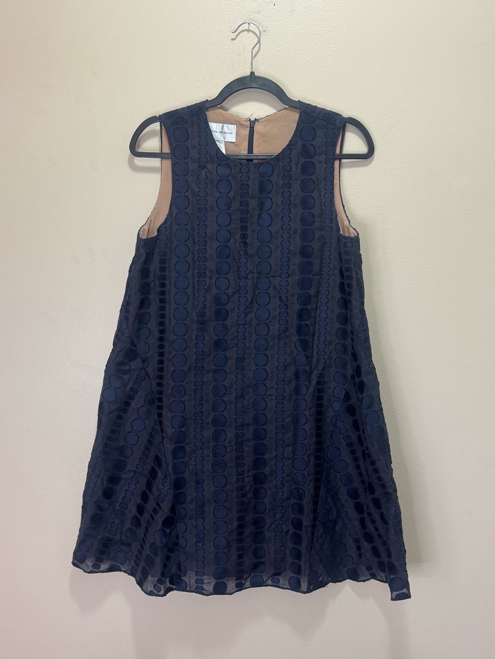 Donna Morgan Dot Burnout Jacquard Sleeveless Trapeze Dress